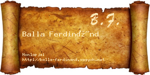Balla Ferdinánd névjegykártya