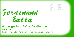 ferdinand balla business card